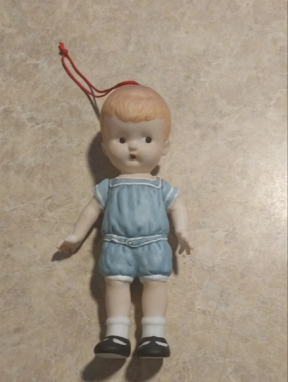 Set of 2 Blue Boy Doll Ornaments - Vintage-Inspired